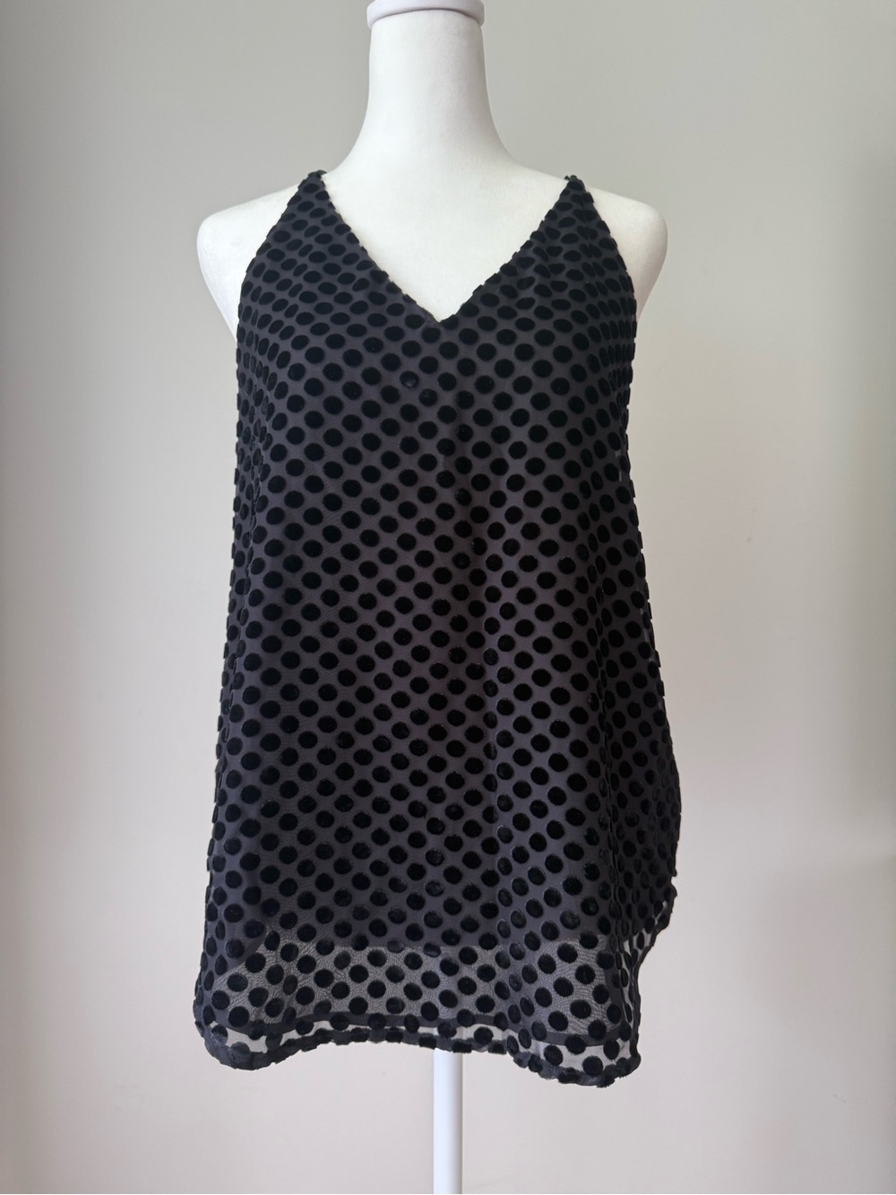 LOFT Black Polka Dot V-Neck Camisole